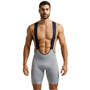 Licra gris ciclismo hombre con badana y tirantes